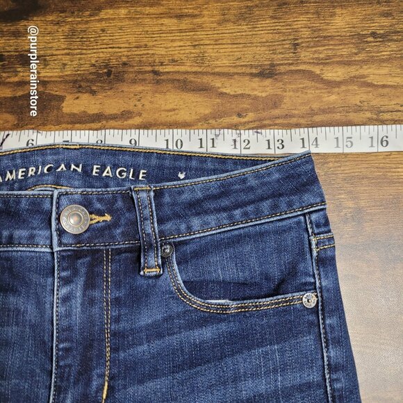 American Eagle Skinny Jeans 4 S Mid Rise Next Level Stretch Medium Dark Wash - Picture 8 of 14